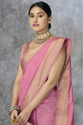 Pure Handloom Khadi Cotton Saree with Rich Pallu & Tassel Detailing Light Pink-TA1119
