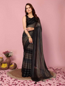 Ready To Wear Party Saree – Soft Nylon Rimzim Saree Black-TA1122