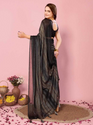 Ready To Wear Party Saree – Soft Nylon Rimzim Saree Black-TA1122