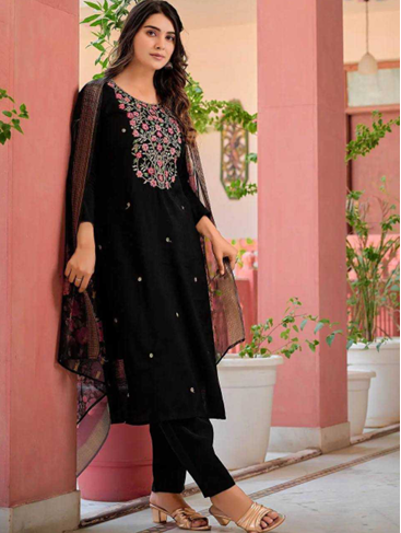 Rayon Embroidered Kurti Set with Dupatta-TA1126
