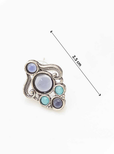 Brass Green & Red Necklace Set with Matching Earrings-TA1128