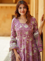 Aiwa Lavender Love: Rayon Printed Kurti Set - Designer Party Wear-TA1131