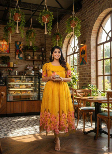 Aiwa Iconic Maxi: Printed Party Wear Dress in Luxurious Cubic Fabric-TA1132