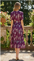 Aiwa Navy Floral Tiered Midi Dress: Comfort-Fit Cotton-TA1134