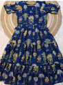Aiwa Navy Floral Tiered Midi Dress: Comfort-Fit Cotton-TA1134