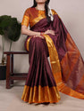 Poly Cotton Chex Zari Weaving Saree-TA1127