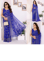 Elegant Georgette Silk Foil Work Saree with Zalar Lace Border Blue-TA1114